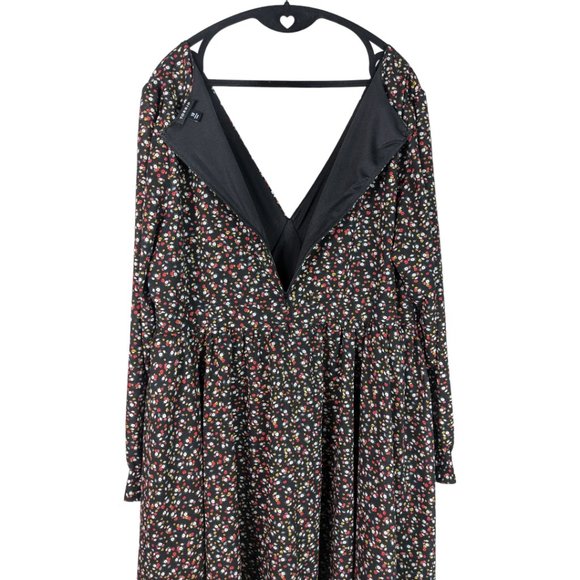 Torrid Deep V Georgette Floral Dress with Long Sleeves, 18 - Picture 7 of 12